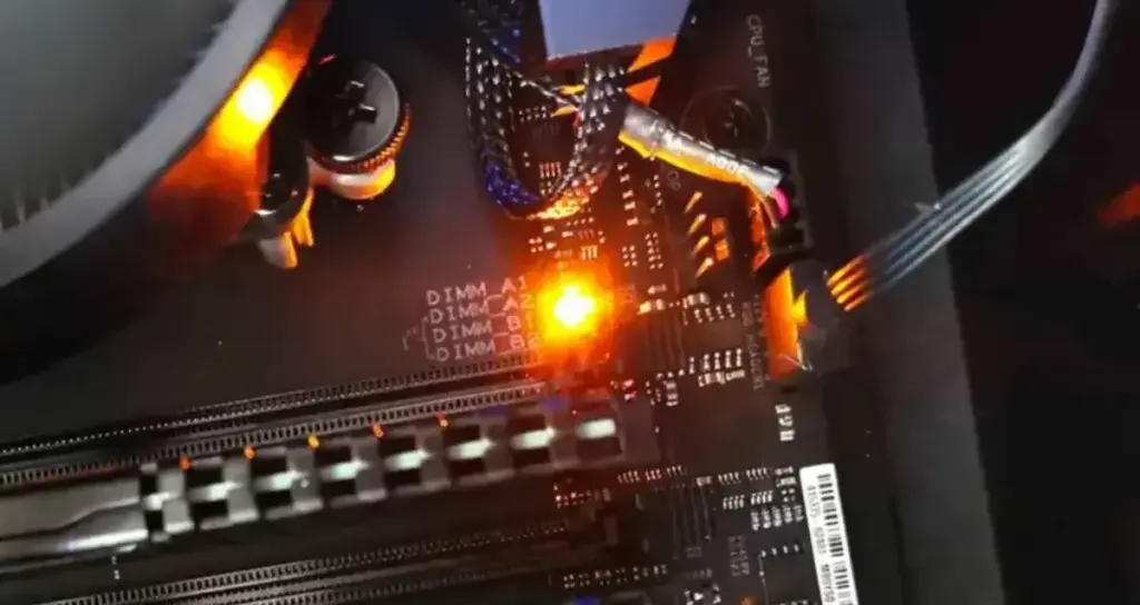 yellow light on motherboard