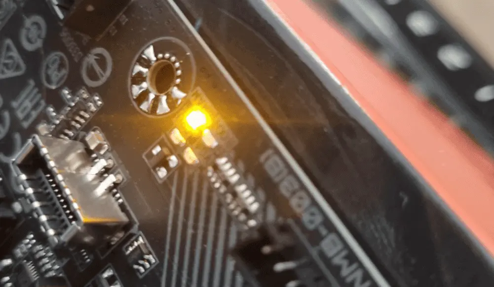 yellow light on motherboard