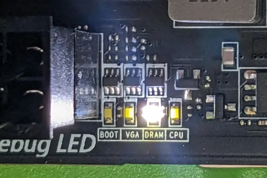 yellow light on motherboard